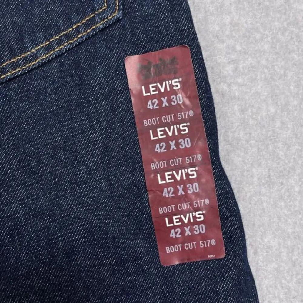 NEW Y2K Levis 517 Boot Cut Jeans Mens 42 x 30 (41x31) Dark Wash Deadstock Cowboy